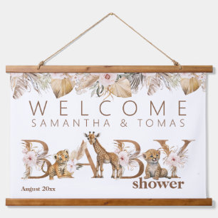 Tapisserie Suspendue Safari Animal Tropical Floral Girl Baby shower