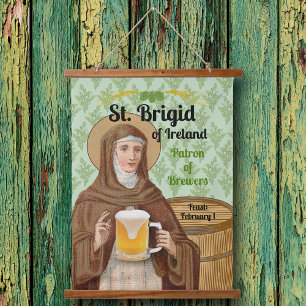Tapisserie Suspendue Sainte Brigitte d'Irlande et son tonneau de bière