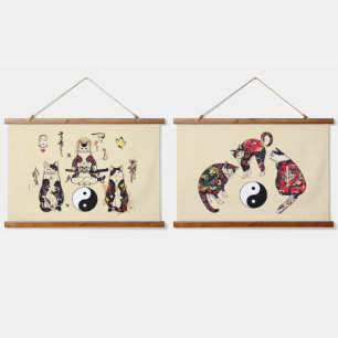 TAPISSERIE SUSPENDUE SAMURAI CHAUSSURES EN SKULL, SKELETON, TATOS BOUTT