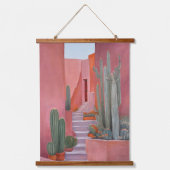Tapisserie Suspendue Santa Fe Cacti Boho Wood Topped Wall Tapestry (Recto)