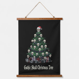 Tapisserie Suspendue Sapin de Noël Crâne Gothique Alternative Sombre