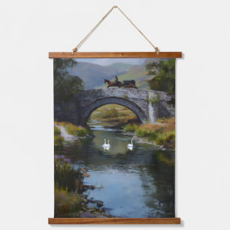 Tapisserie Suspendue Scène de calèche sur un pont au-dessus d'un ruisse