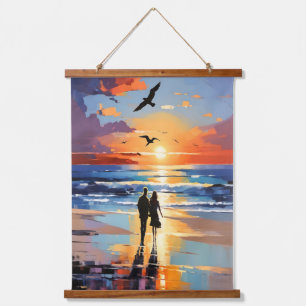Tapisserie Suspendue Scène de plage romantique expressionniste Promenad