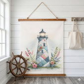 Tapisserie Suspendue Scène florale côtière du phare patchwork