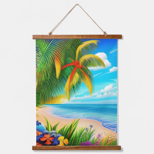 Tapisserie Suspendue Scène Tropical Beach Palm Tree (Recto)