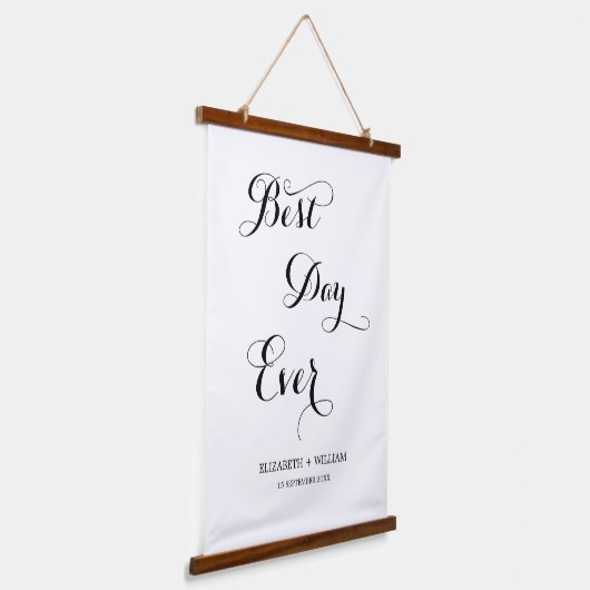 Tapisserie Suspendue Script Delicate Meilleur Jour Un Cadeau Mariage (Angulaire)