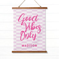 Script rose Good Vibes + Motif avec nom Ado