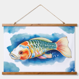 Tapisserie Suspendue Série Aquarelle : Carpes Koï