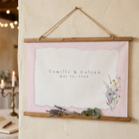 Signature de mariage champêtre rose pour invités