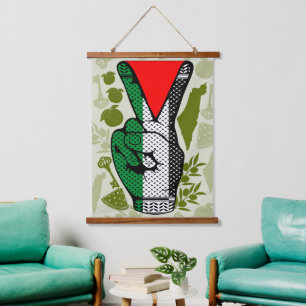 Tapisserie Suspendue Signe de victoire à la main Résistance Symbole Tri