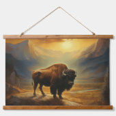 Tapisserie Suspendue Silhouette du coucher de soleil de bison de buffle (Devant)