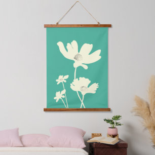 Tapisserie Suspendue Silhouettes de Fleurs de Cosmos d'été botaniques