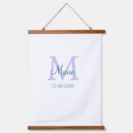 Tapisserie Suspendue simple minimum ajouter nom monogramme violet vert  (Recto)