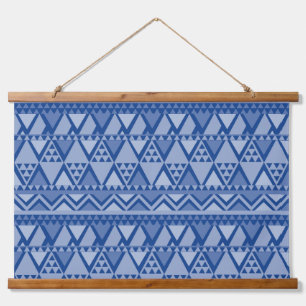 Tapisserie Suspendue Simple Motif d'art tribal bleu