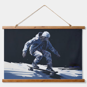 Tapisserie Suspendue Skateboard Action Sport Peinture Art Déco Abstrait