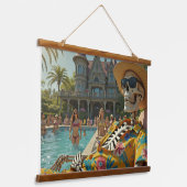Tapisserie Suspendue Skeleton en bord de piscine (Angulaire)