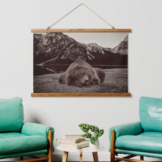 Tapisserie Suspendue Sleepy Bear Mountain Rustic Cabine (Salon)