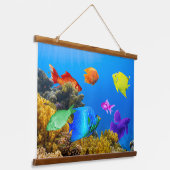 Tapisserie Suspendue SlipperyJoe's Fish Pride tropicale vert bleu pourp (Angulaire)