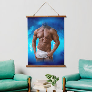 Tapisserie Suspendue SlipperyJoe's homme musclé barbu torse nu sixpaque