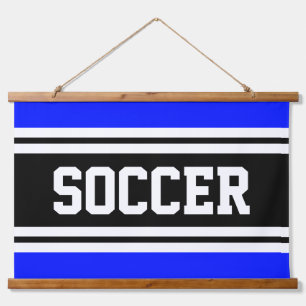 Tapisserie Suspendue SOCCER Sportif Bleu Bleu Bleu Noir Blancs