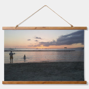 Tapisserie Suspendue Soirée Sunset Plage tropicale Waikiki Oahu Hawaii