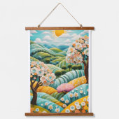 Tapisserie Suspendue Soleil, fleurs, arbres et nuages dans une vue magn (Recto)