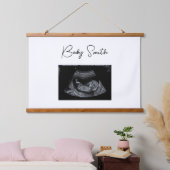 Tapisserie Suspendue Sonogramme de bébé personnalisé Ultrasons Bois hac (Chambre à coucher)