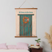 Tapisserie Suspendue Southwest Chile Wreath on Rustic Blue Wood Door (Chambre à coucher)