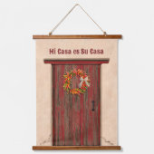 Tapisserie Suspendue Southwest Chile Wreath on Rustic Red Wood Door (Recto)