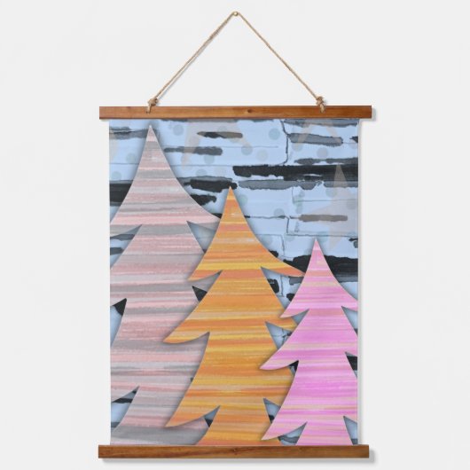 Tapisserie Suspendue Striped Trees Winter Landscape Scene (Recto)