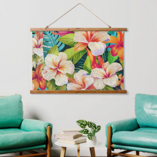 Tapisserie Suspendue Style de peinture à l'huile florale tropicale