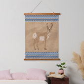 Tapisserie Suspendue Sud-Ouest Pronghorn Standing Antelope Bordure Bleu (Chambre à coucher)
