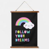 Tapisserie Suspendue Suivez vos rêves Cute Rainbow Cloud (Recto)