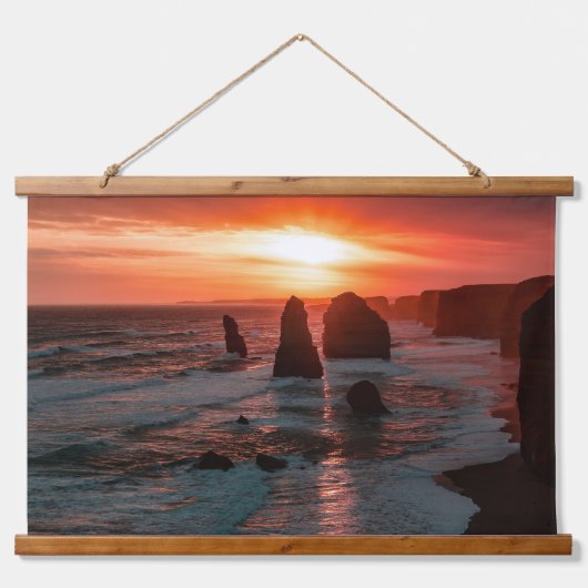 Tapisserie Suspendue Sunset Over the Ocean Cliffs Wall Art (Devant)