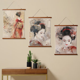 Tapisserie Suspendue Superbe Geisha Standing