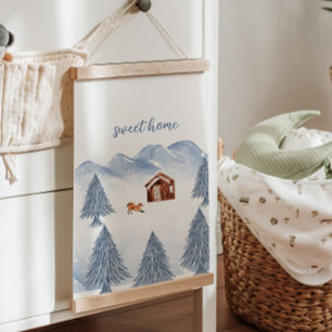 Tapisserie Suspendue Sweet Home Winter Mountain Nursery Décor mur