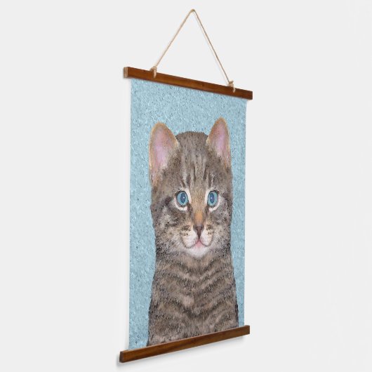 Tapisserie Suspendue Tabby Gris Peinture Chat - Cute Original Art Chat (Angulaire)