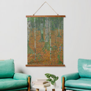 Tapisserie Suspendue Tableau de paysage automnal de la forêt de bouleau