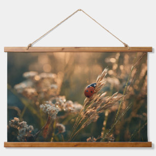 Tapisserie Suspendue Tableau mural de coccinelle Prairie dorée matin