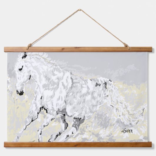 Tapisserie Suspendue Tapestry : wild white Stallion  (Devant)