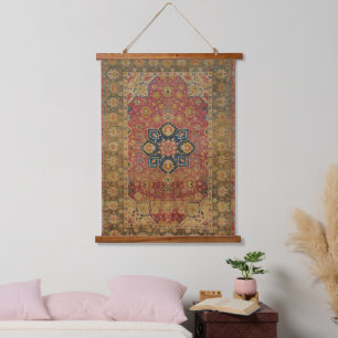 Tapisserie Suspendue Tapis persan asiatique Kashan en or rouge