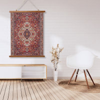 Tapis persan Tebriz floral de couleur rouge vin or