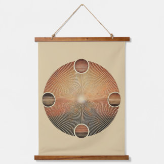 Tapisserie Suspendue "Tapisserie Boho Sun Wall - Soleil d'or avec oreil