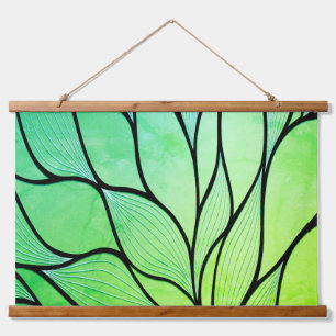 Tapisserie Suspendue Teintes créatives vert clair motif de feuilles