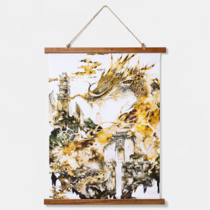 Tapisserie Suspendue Temple de dragon de mythologie asiatique majestueu