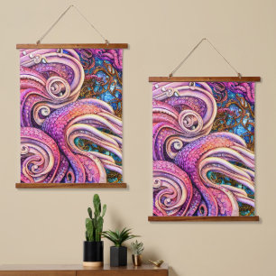 Tapisserie Suspendue Tentacles roses Kraken Octopus
