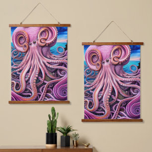 Tapisserie Suspendue Tentacules octopiques roses
