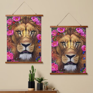 Tapisserie Suspendue Tête de lion florale