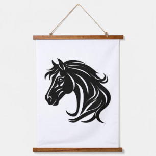 Tapisserie Suspendue Tête de magnifique cheval noir  