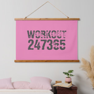 Tapisserie Suspendue Texte usé et rayé Workout 247365 rose